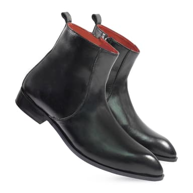DDESIRE POINTER MAN LEATHER BLACK ZIP BOOT