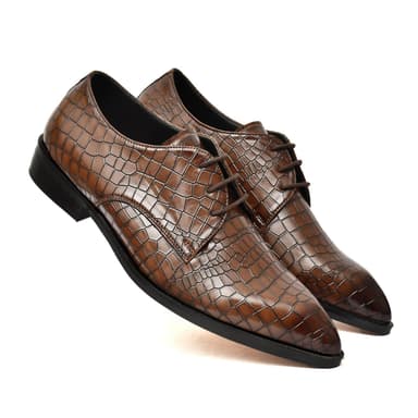 POINTER CROCK TAN LACE UP NON LEATHER SHOES
