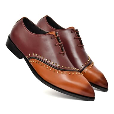 POINTER BEADED BROWN TAN LACE UP 
