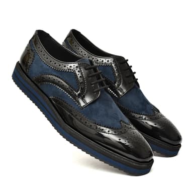 DDESIRE CASUAL BLACK BLUE BROGUE NON LEATHER