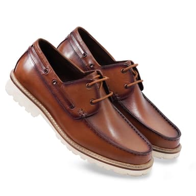 DDESIRE LEATHER TAN BOAT SHOES